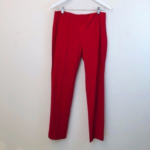 Theory Red Front Pleat Pants Size 10